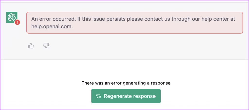Si è verificato un errore nella generazione di una risposta su ChatGPT