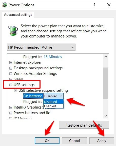 USB-Treiber Abschnitt erweitern und auf USB-selektive Energiesparoptionen doppelklicken
