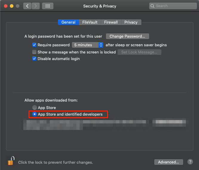Erlauben Sie Apps aus dem Store und identifizierten Entwicklern