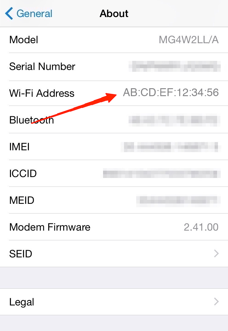 Faites défiler vers le bas et recherchez la section Adresse Wi-Fi.