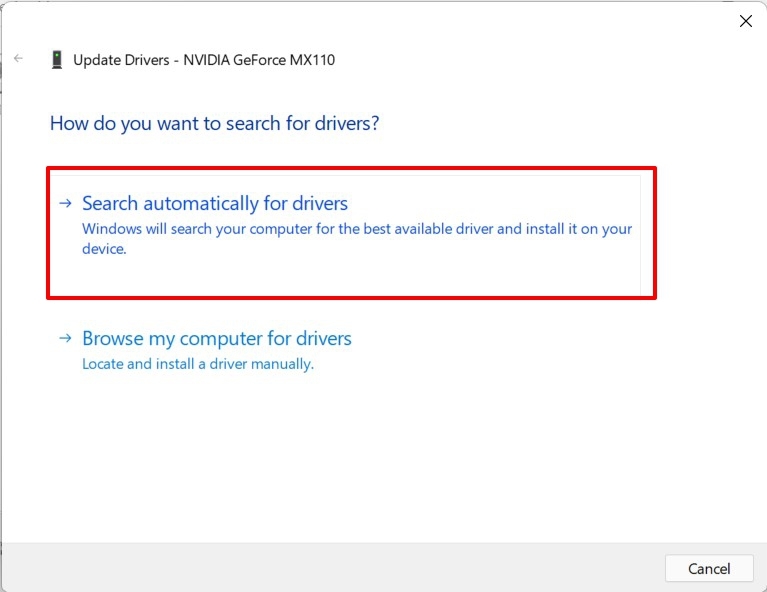 search automatically for graphics drivers windows 11