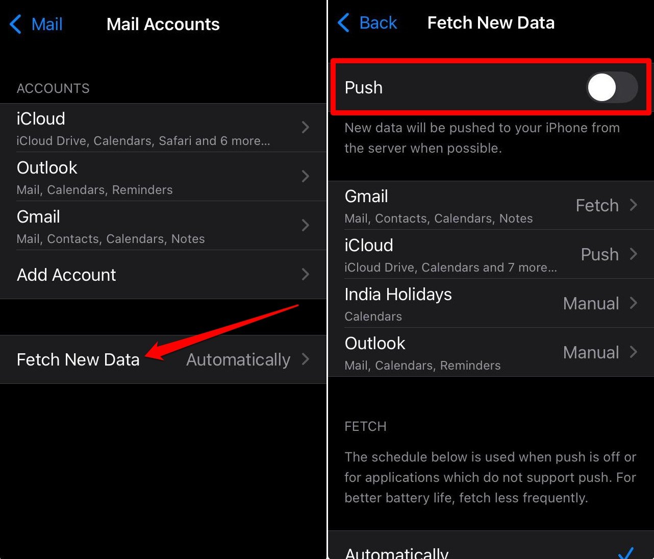 Push in der iOS-Mail-App ausschalten