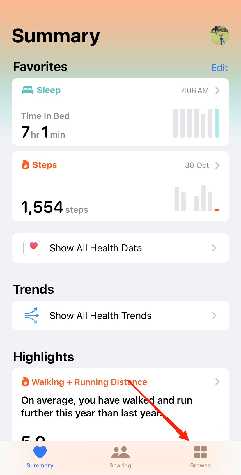 abre la aplicación Salud en tu iPhone