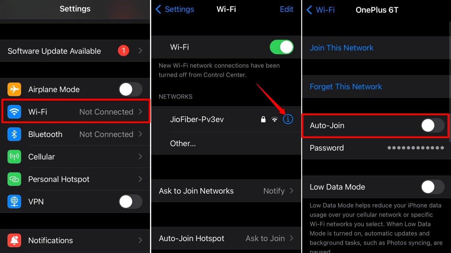 desactivar unirse automáticamente al WiFi en iOS