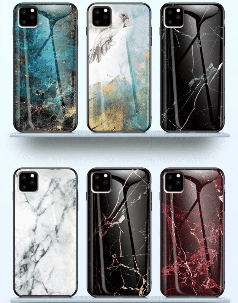 Custodia per iPhone 11 Pro di KEYSION con design in vetro temperato marmo