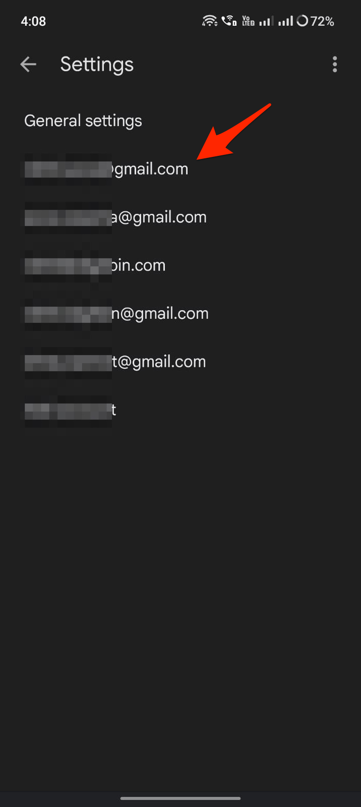 Selecciona la cuenta de Gmail