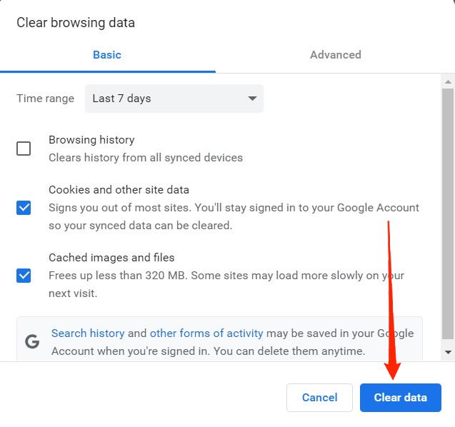 cancella dati di navigazione in chrome