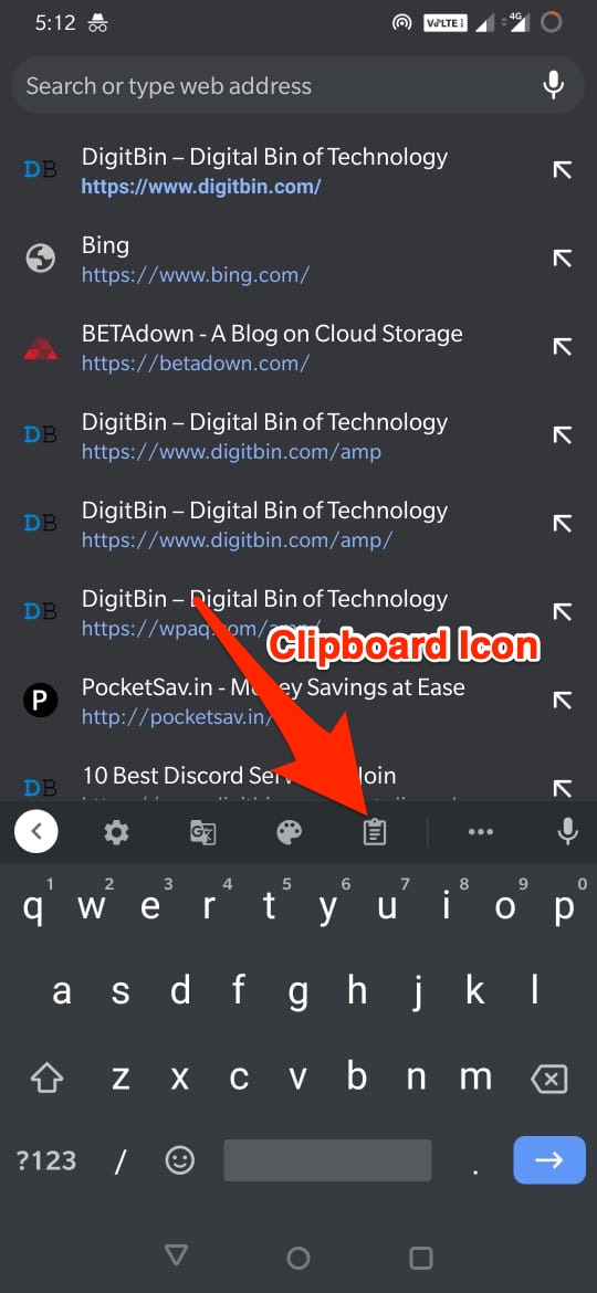Gboard 제안에서 클립보드 아이콘