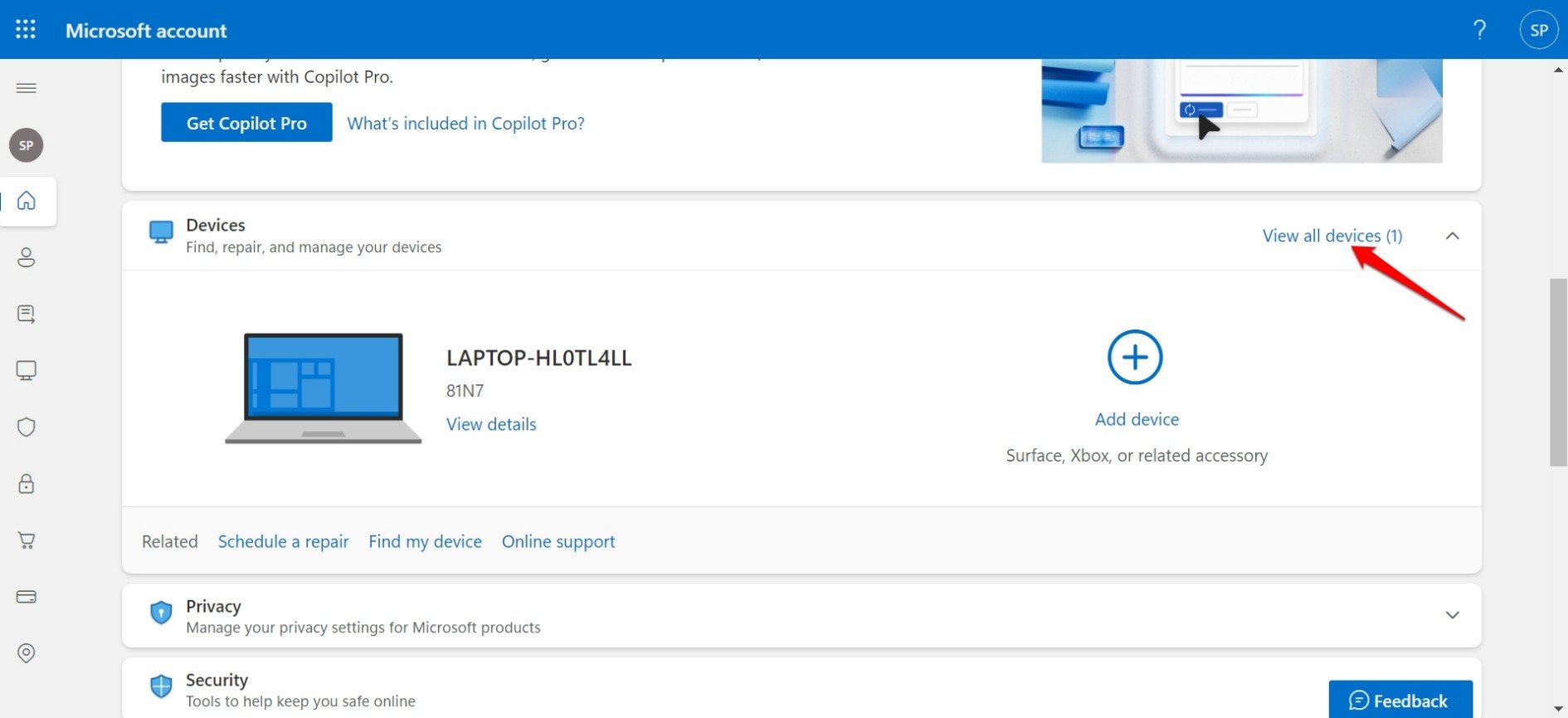 vedi tutti i dispositivi collegati all'account microsoft