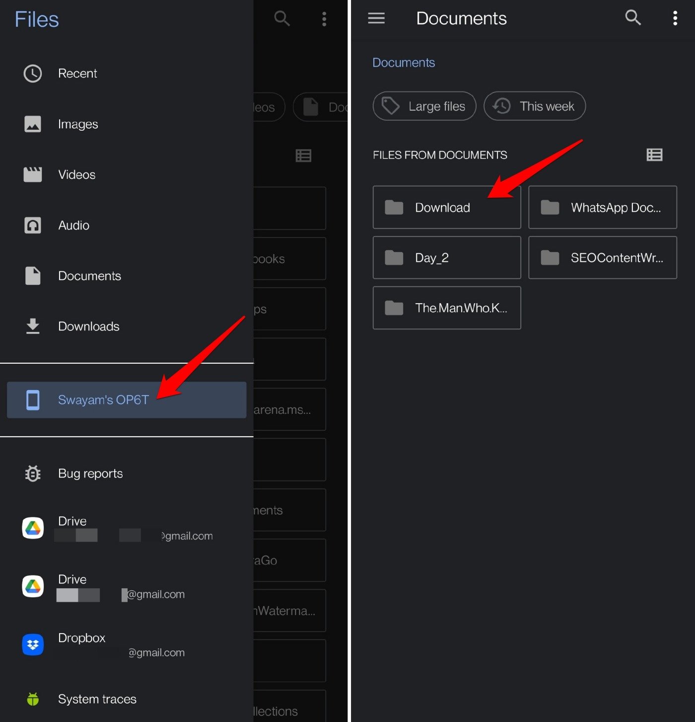 Internen Speicher des Telefons mit der Dateimanager-App zugreifen