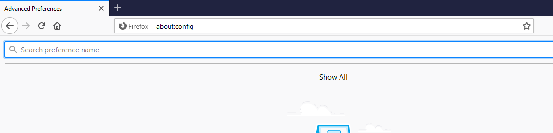 Geben Sie About Config in die URL-Leiste ein