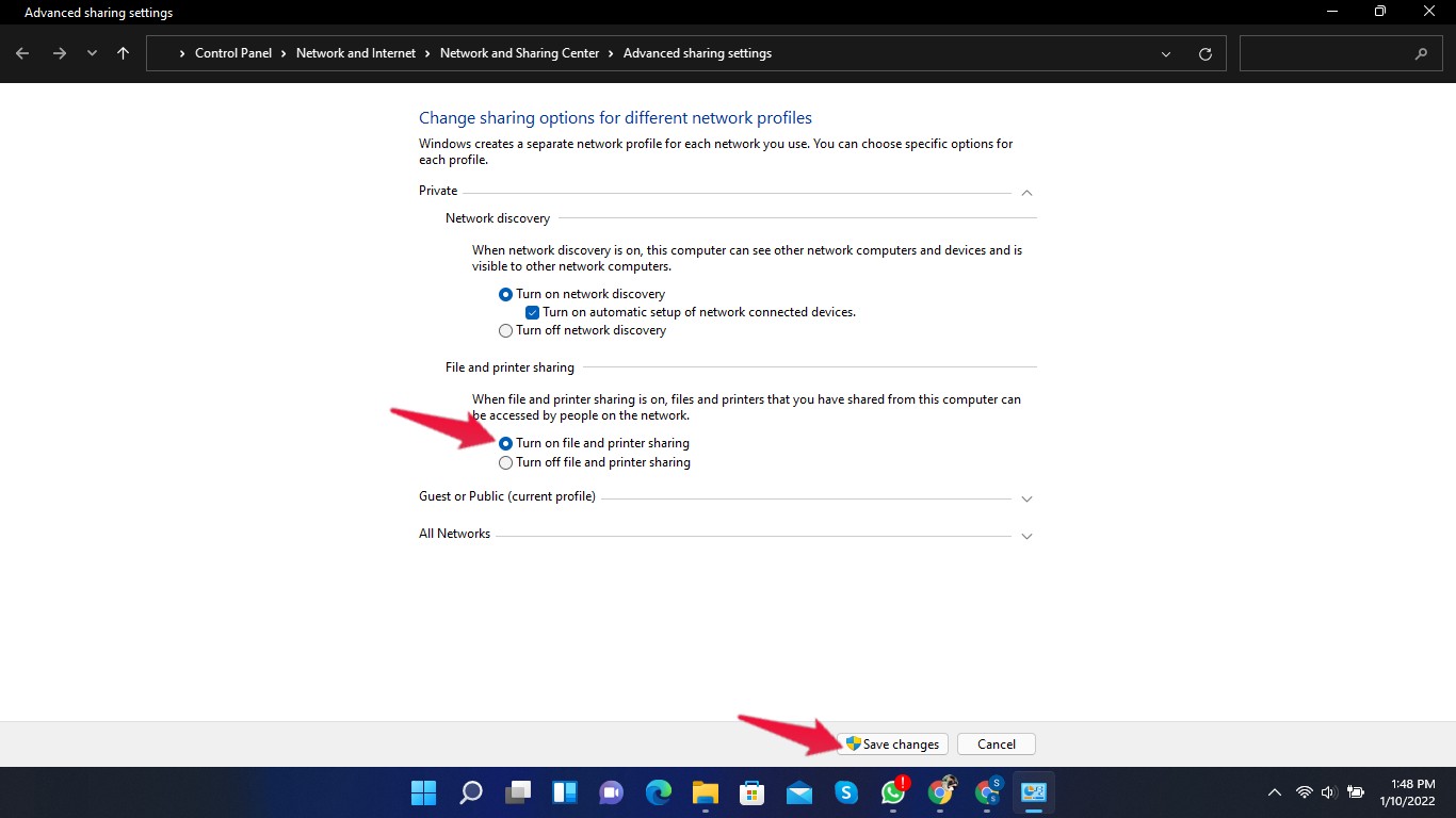 file and printer sharing