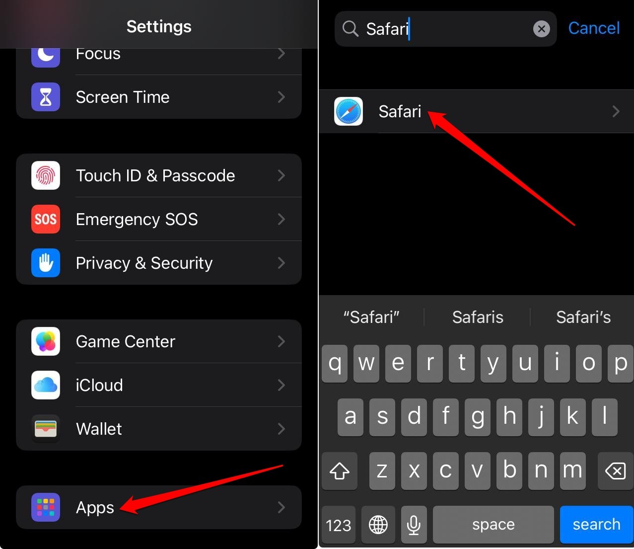 Zugriff auf Safari in iOS 18