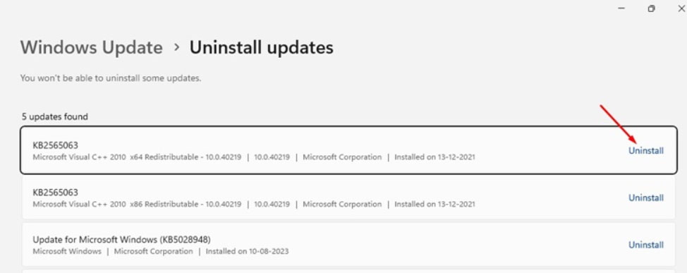 最近のWindowsアップデートをアンインストール - SteamクライアントWebHelperの高CPU
