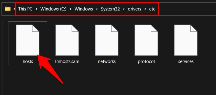 posizione del file hosts in windows 11
