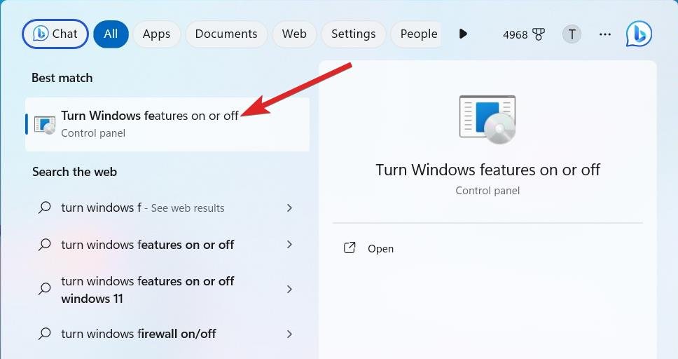 Windows-Funktionen aktivieren und deaktivieren