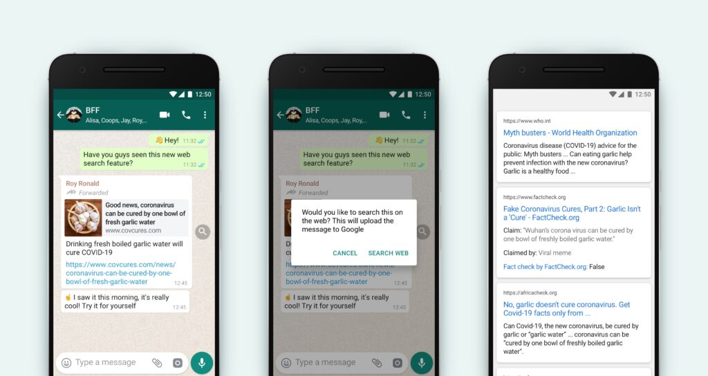 Verificar Reenvíos de WhatsApp con la Función Buscar en la Web 1