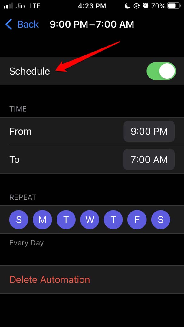 habilitar programación del Modo de Enfoque