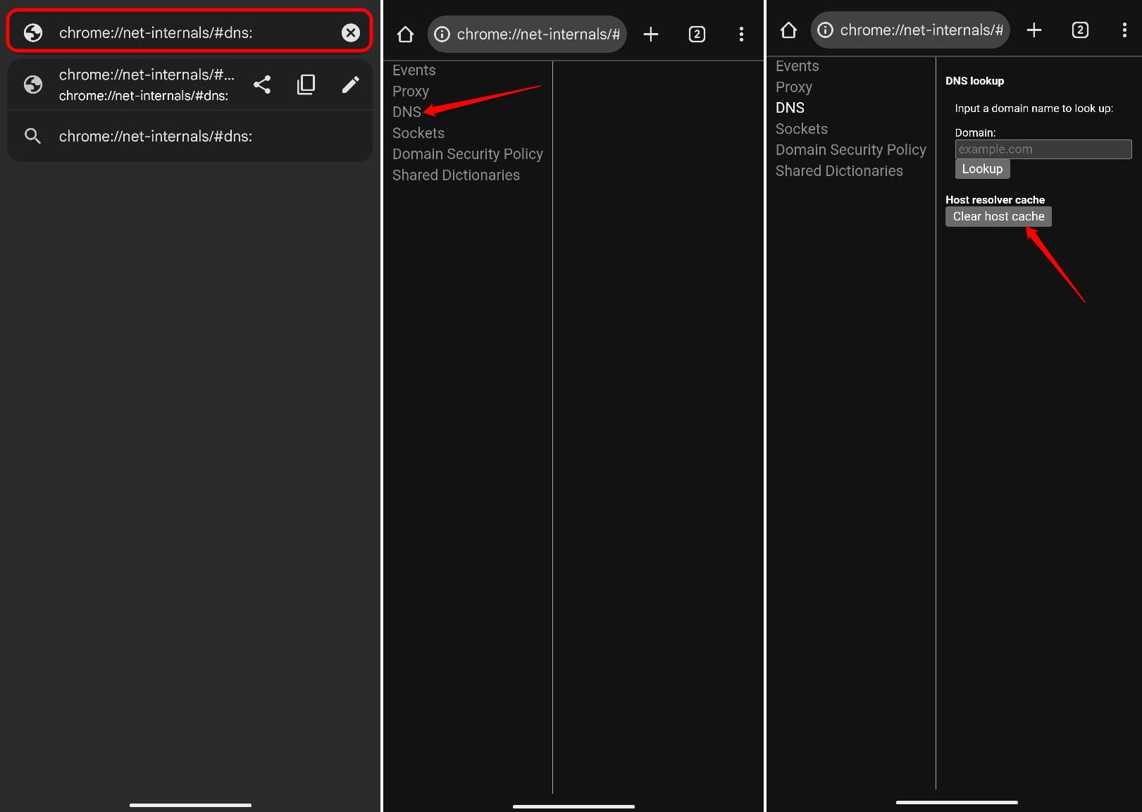 Chrome-Host-Cache auf Android leeren