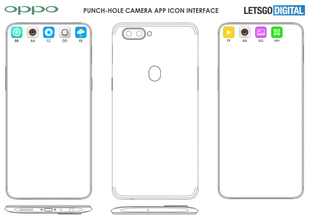 oppo oculta cámara con agujero de perforación