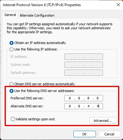 DNS personalizzati - Errore 2000 di Twitch