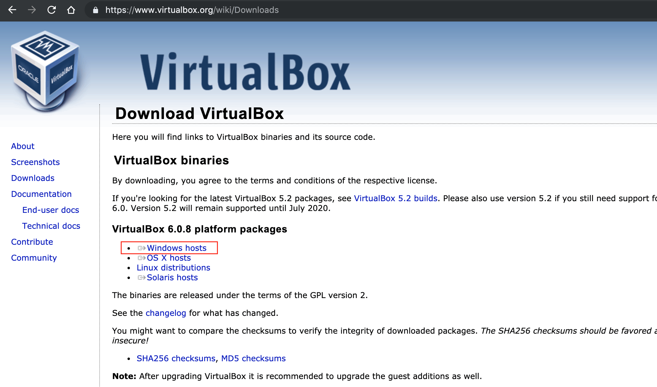 PC에서 iMessage를 실행하기 위한 VirtualBox 다운로드