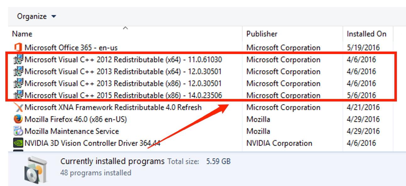Désinstaller Visual C++
