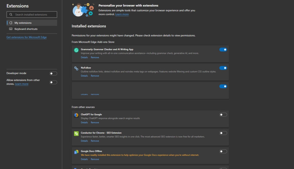 Disabilita le estensioni di Microsoft Edge - Microsoft Edge non risponde