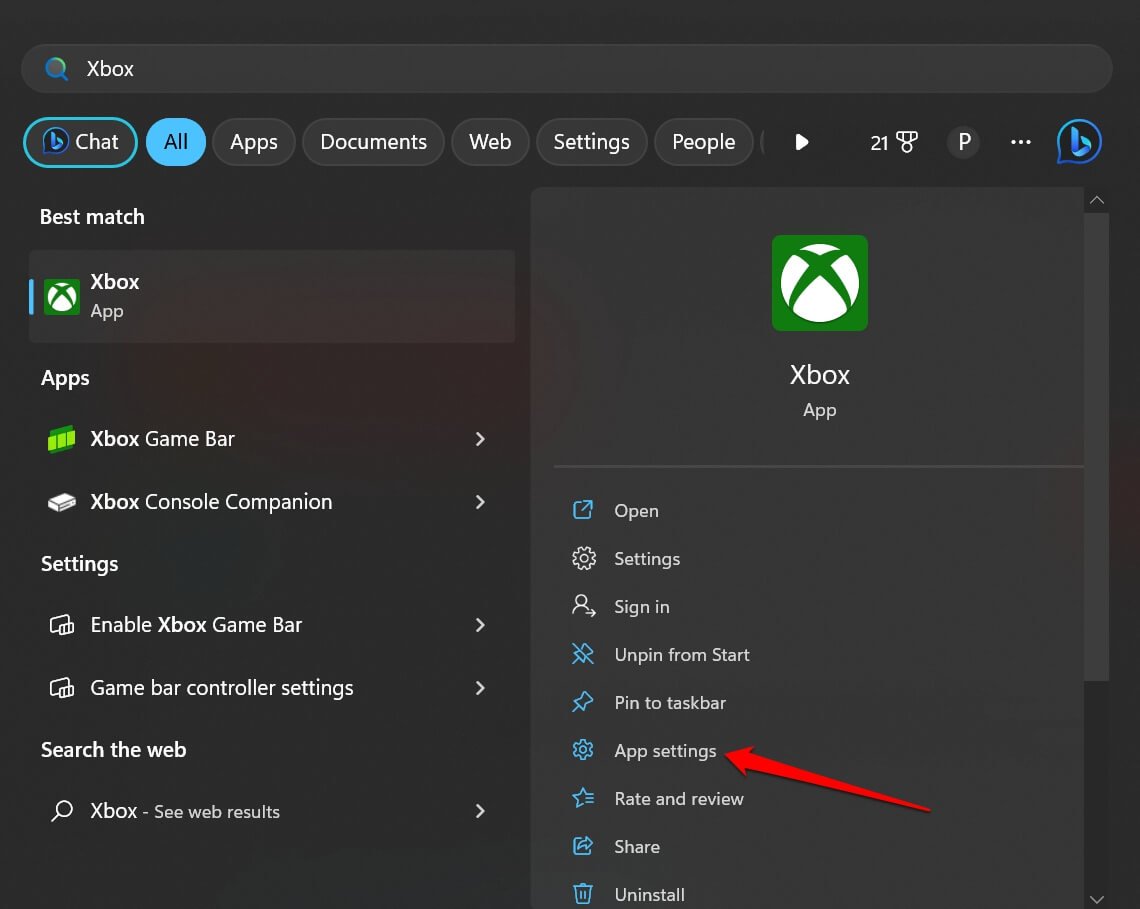 Windows 11의 Xbox 앱 설정