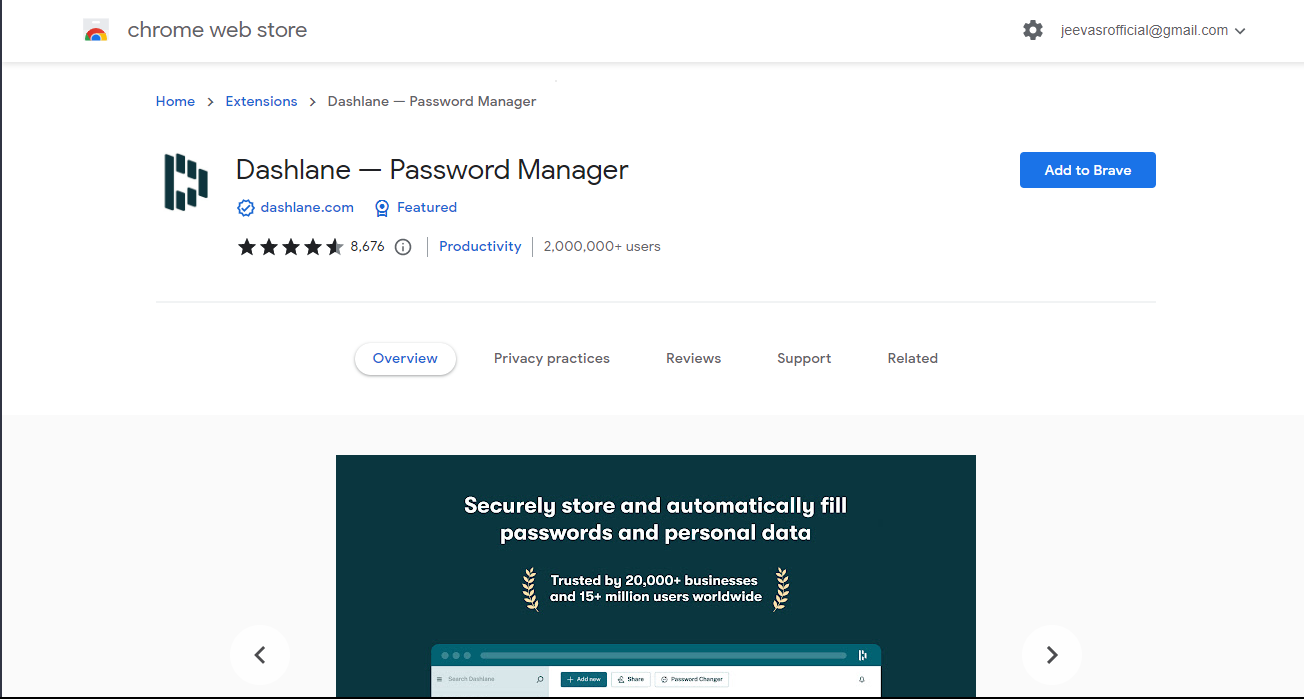Estensione Dashlane - Recensione di Dashlane