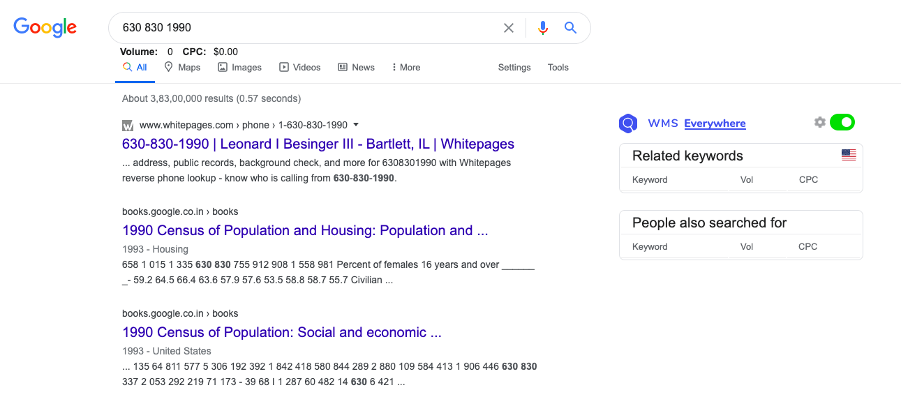 Pesquisa de Número de Telefone do Google