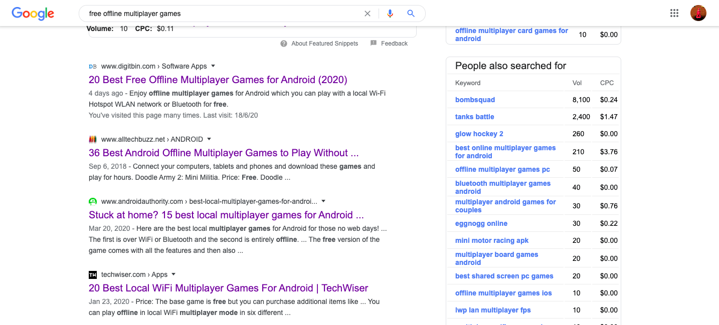 Resultados Normais de Pesquisa do Google