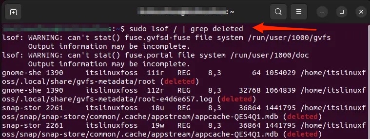 sudo lsof / | grep deleted - Erro Sem Espaço Disponível no Dispositivo no Linux