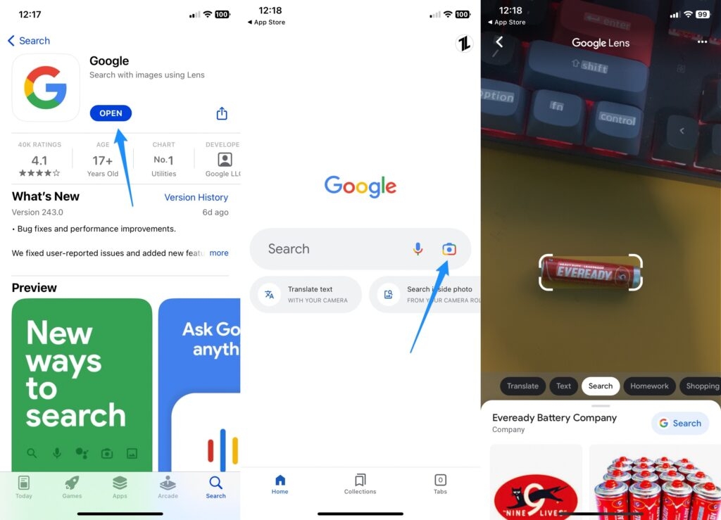 Google Lens on iPhone
