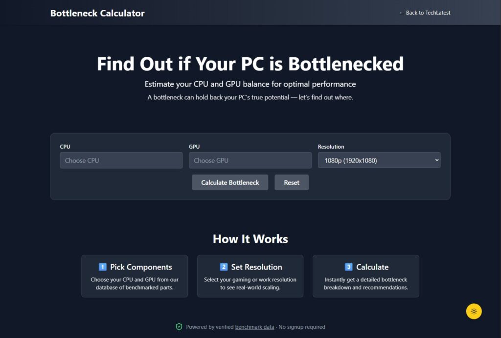 Techlatest Bottleneck Calculator