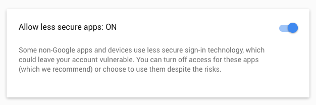 Weniger sichere Apps zulassen