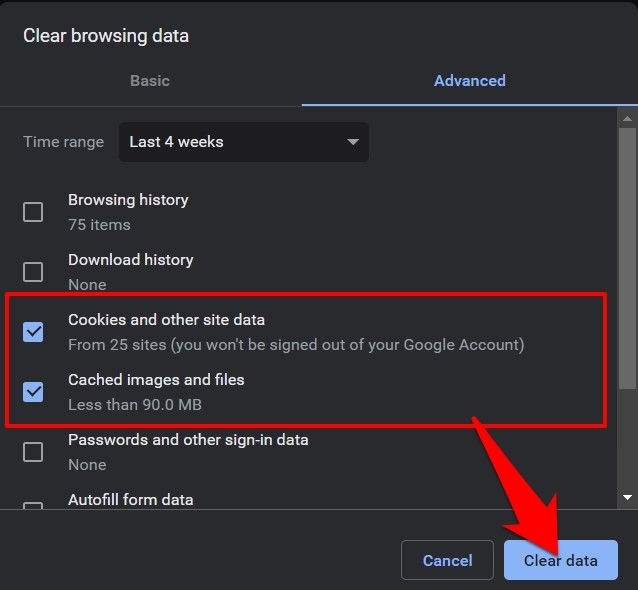 elimina cache e dati di chrome