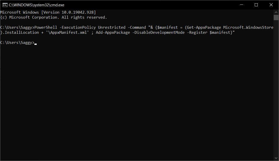 Restaurer le package WindowsStore