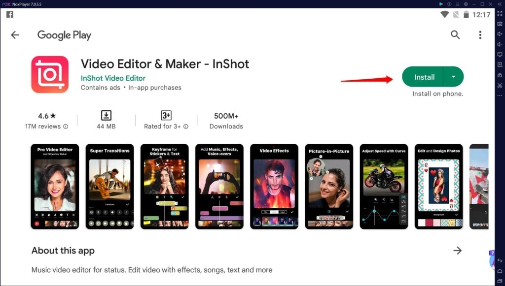 PlayStoreからInShotをインストール Nox Player - InShot for PC