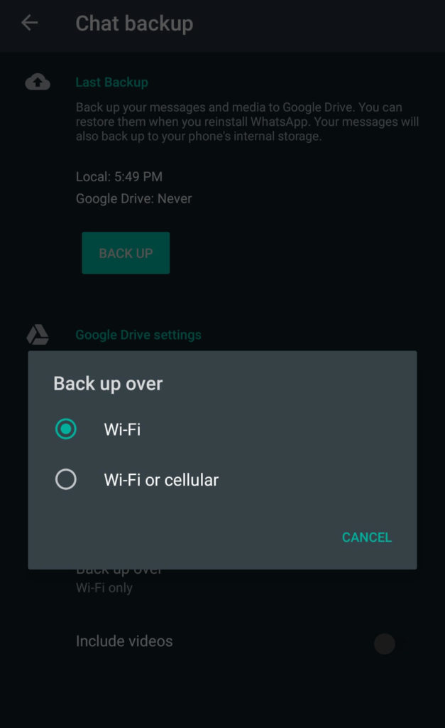 data usage by WhatsApp