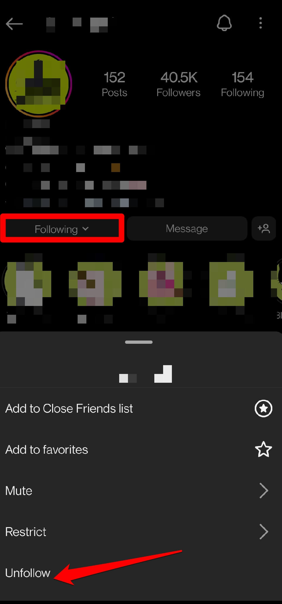 Instagramアカウントのフォローを解除する方法