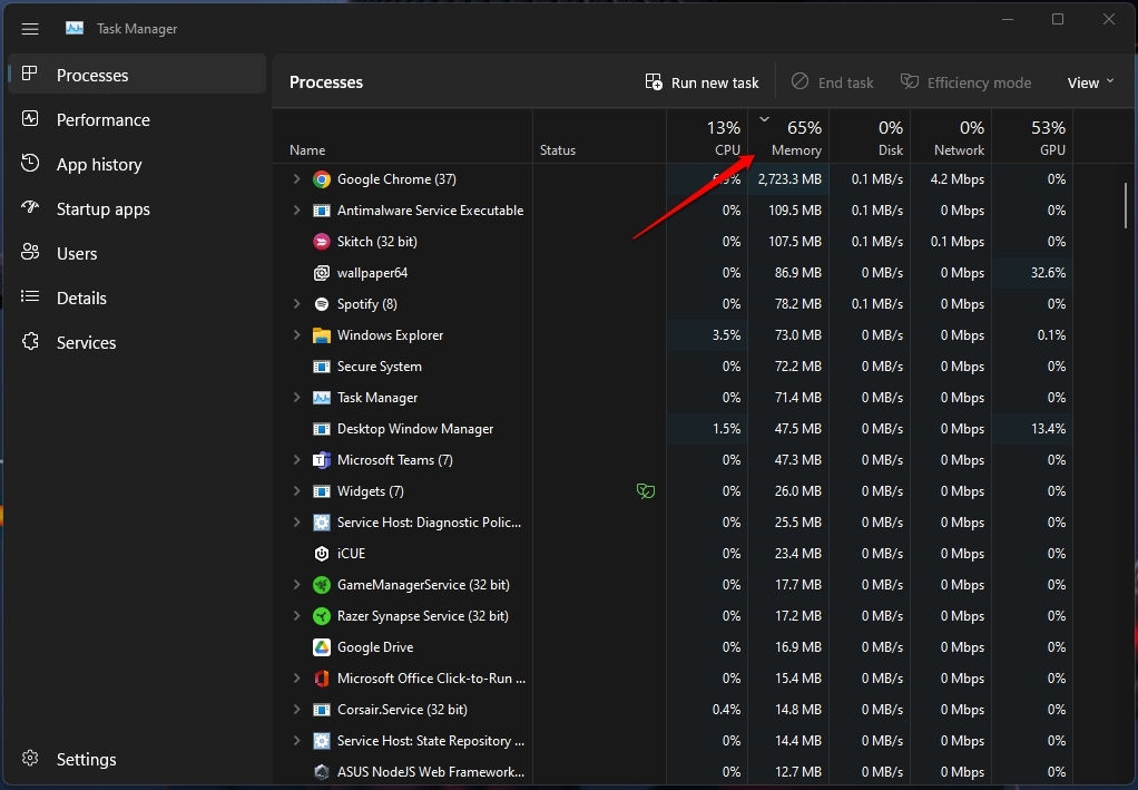 Task-Manager nach Filter filtern