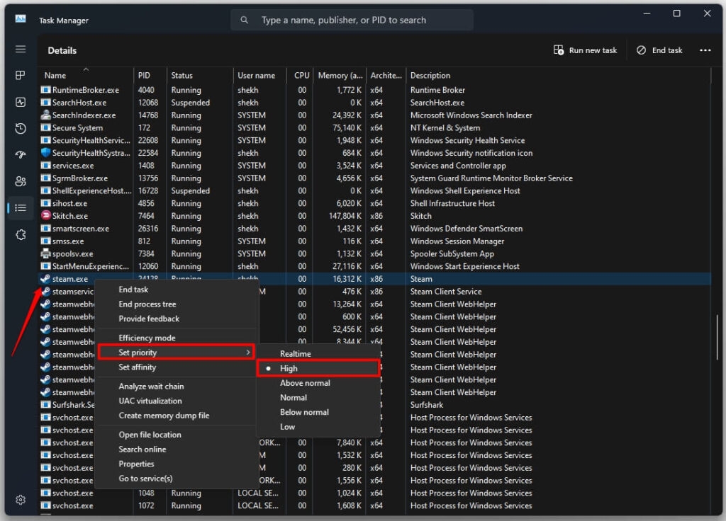 Set Steam Priority - Hitman 3 Crashing on Windows 11
