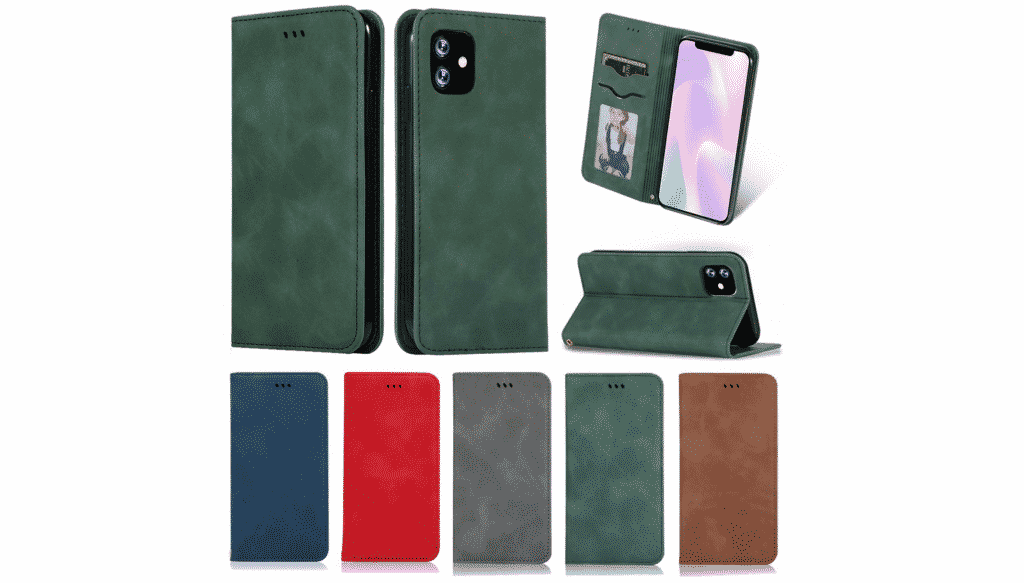 Questa custodia per iPhone 11 Pro Max viene anche fornita con un supporto ed è realizzata in pelle.