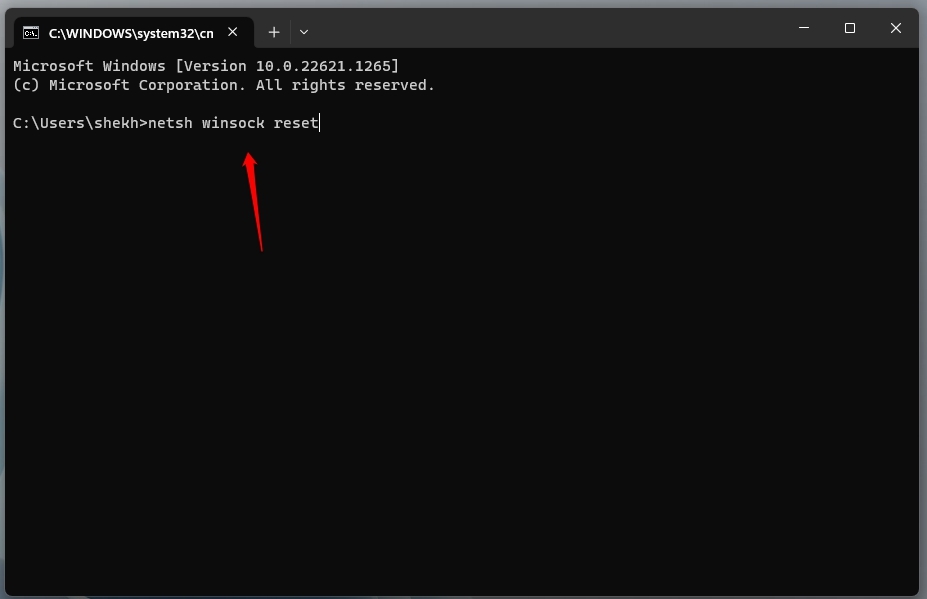 netsh winsock reset - DNS 프로브 완료 인터넷 없음