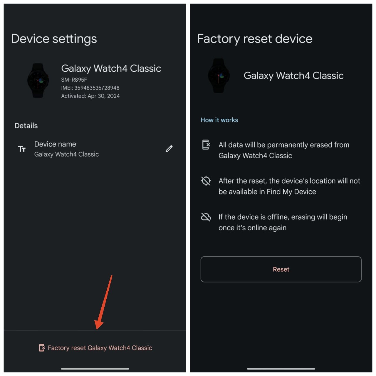 сбросьте ваши Galaxy Watch с помощью Find my device