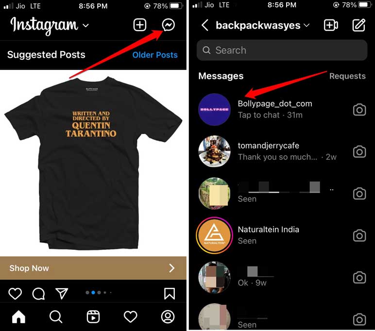 Instagramの消えるメッセージ