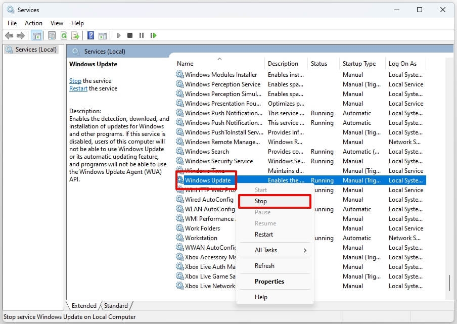 Arresta Windows Update dai Servizi - Errore 0xFFFFFFFF su Windows