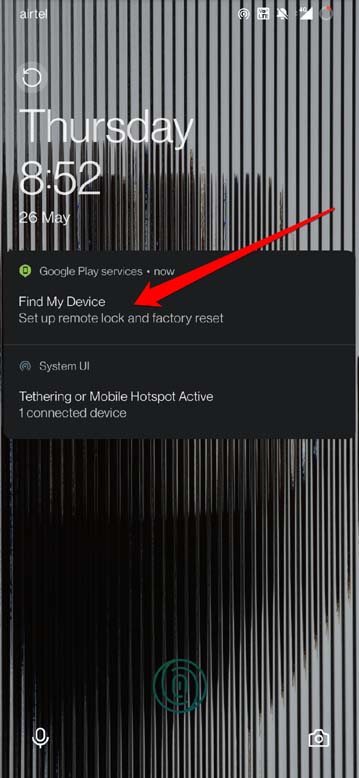 notificación de Encontrar mi dispositivo Android
