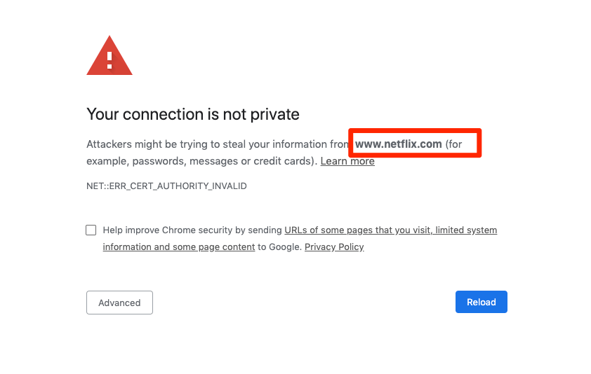 Errore di privacy su Netflix su desktop